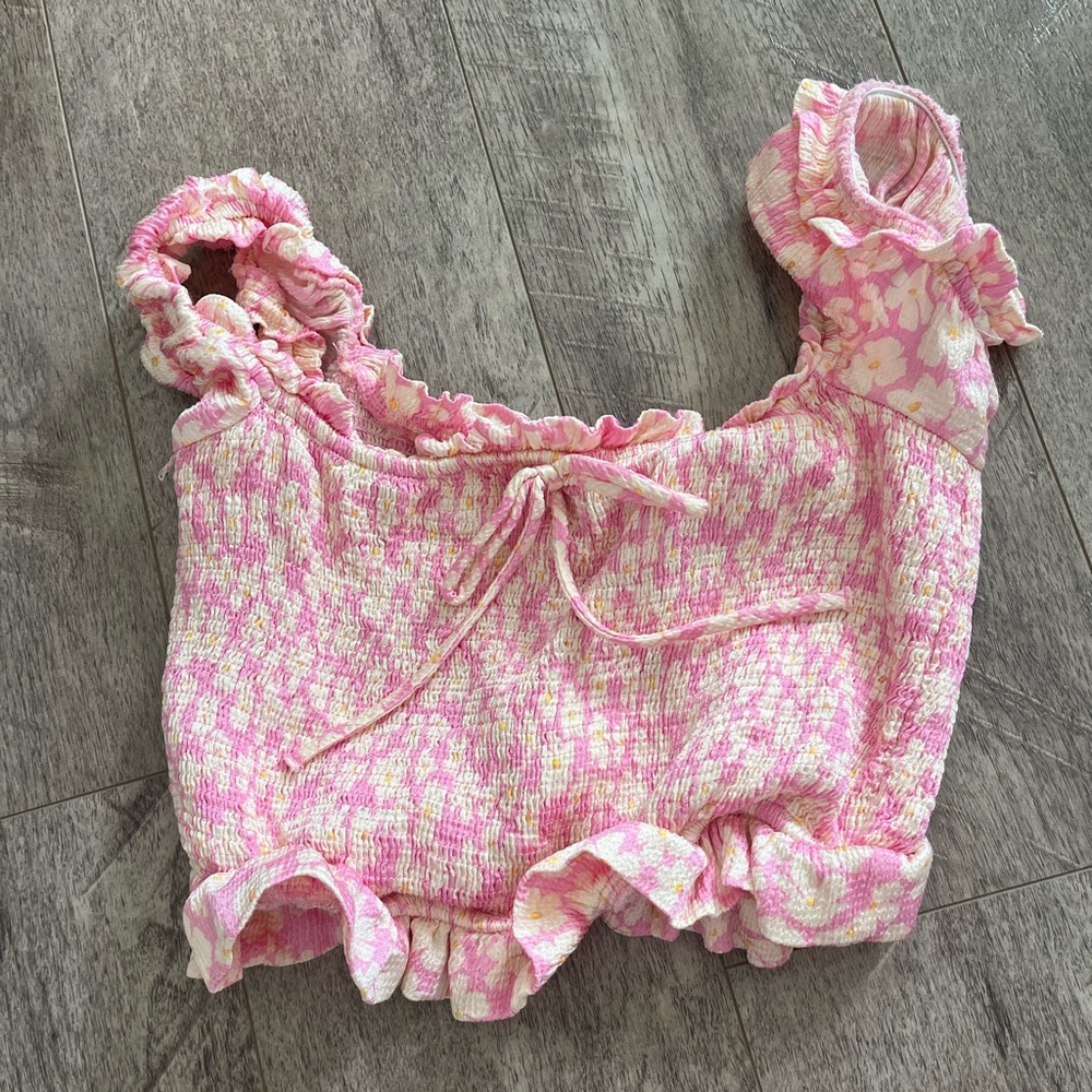 Zara Floral Printed Top Color: Pink Size: Small